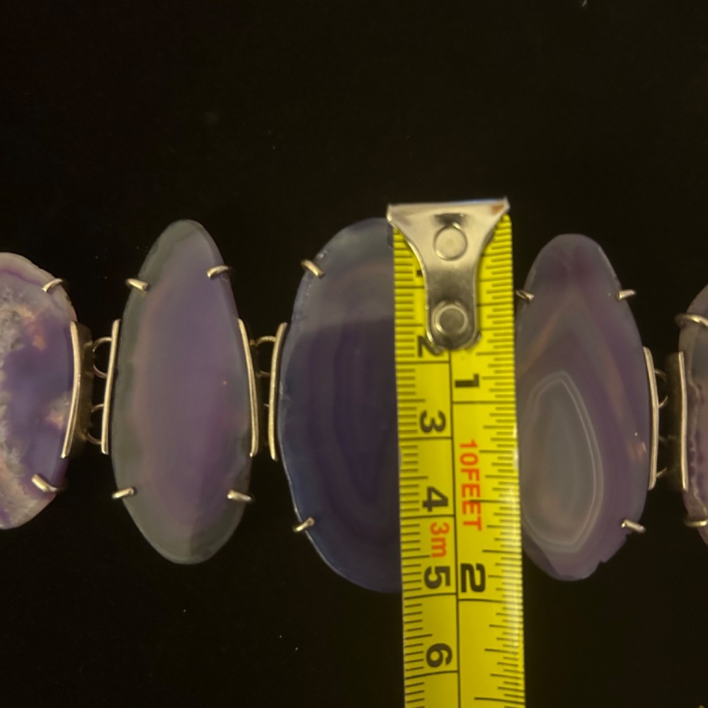 Whitney Kelly Sterling Sliced Purple‎ Agate Statement Bracelet Toggle - Picture 6 of 7